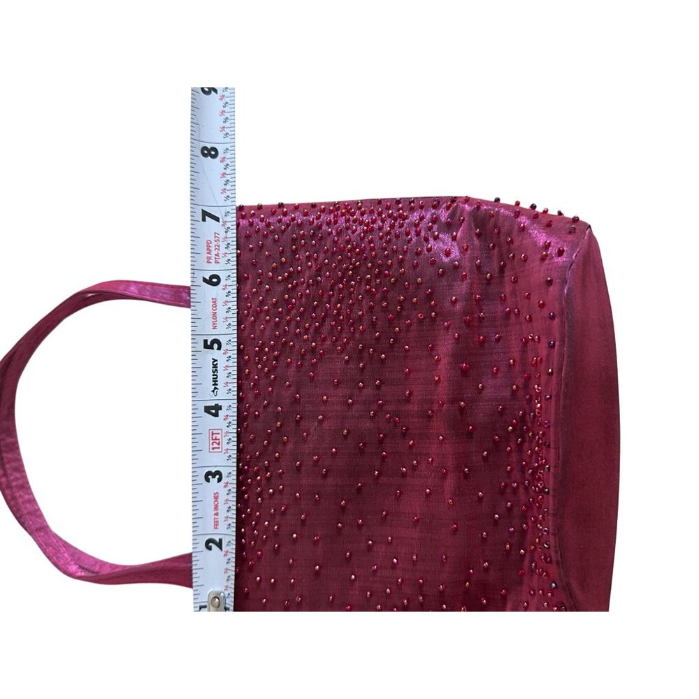 BLOOMINGDALES Vintage Beaded Raspberry Cocktail Bag with Mirror - Picture 7 of 12